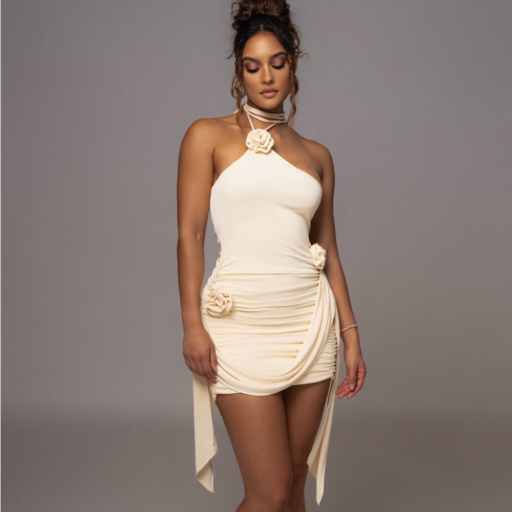 Cream Tabitha Halter Mini Dress